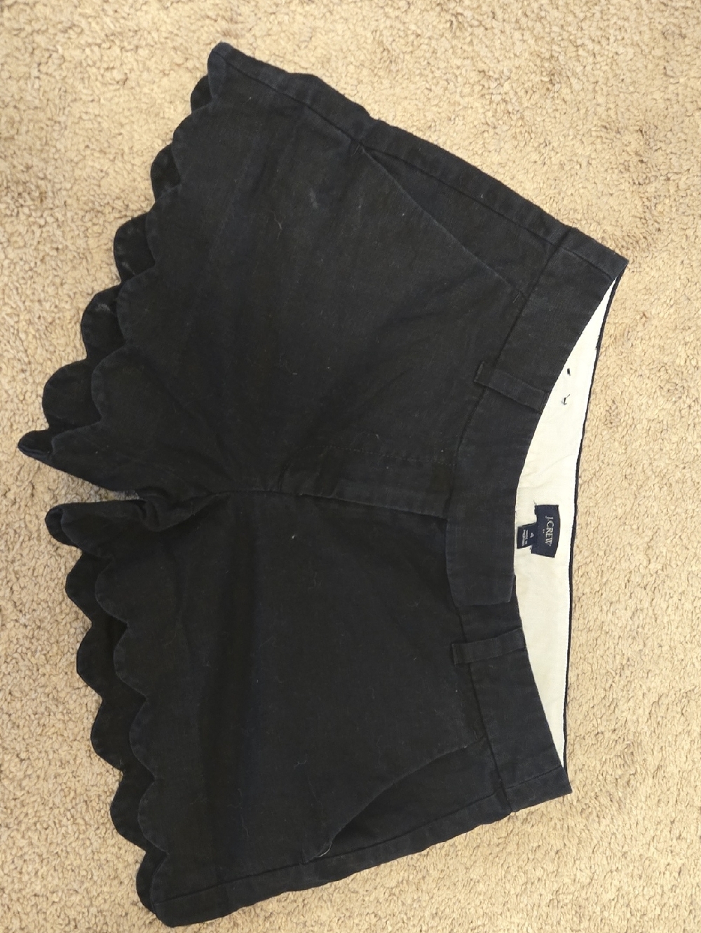 J. Crew Black Scalloped Hem High-Waist Shorts